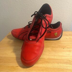 Puma Ferrari Flat Lace-Up Red and Black Leather Shoes Men’s  Sz 12